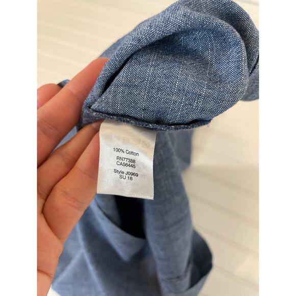 J. Crew Blue Chambray Cotton V-Neck Tie Strap Mini Dress Size M - Picture 3 of 5